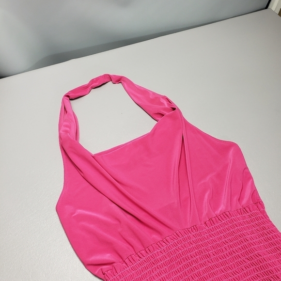 dots pink stretchy halter top women's size medium - Picture 2 of 9